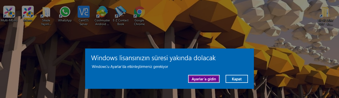 Windows Lisansınız Süresi Yakında Dolacak Uyarısını Kaldırın