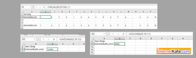 Excel Parçaal, Sağdan ve Soldan Formülleri