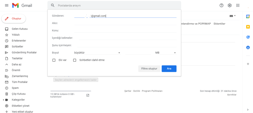 Gmail’de Spam Filtresi Oluşturun